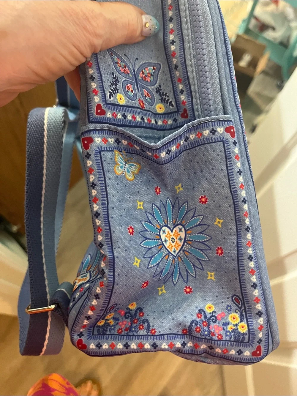 Brighton Bandana Love Backpack NWT Blue Denim Look Paisley